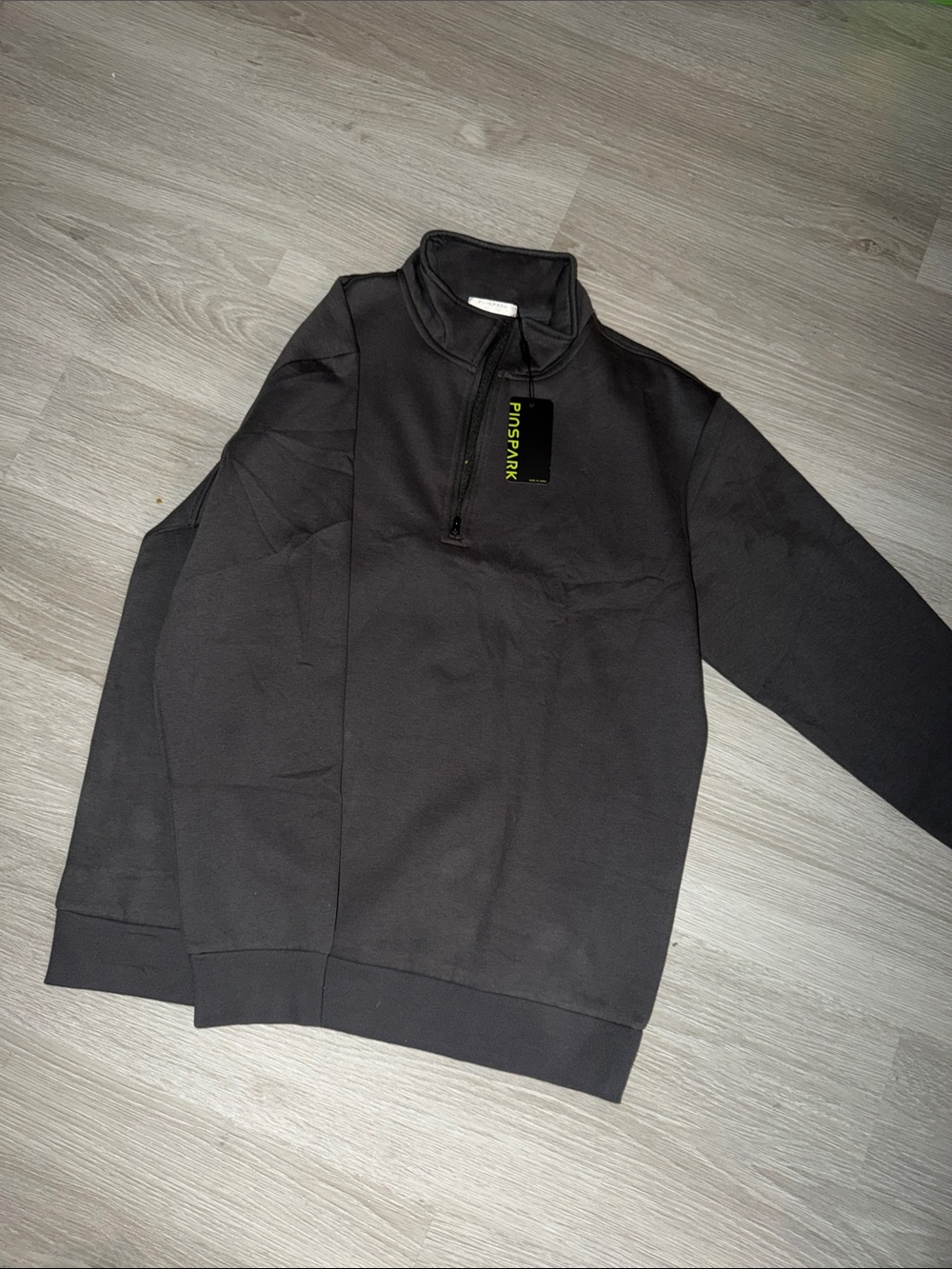 Men's Charcoal Grey Half-Zip Sweater